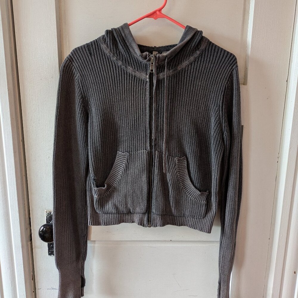 Divided stretchy knitted hoodie